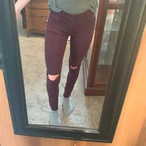 PacSun | Maroon Distressed Jeans